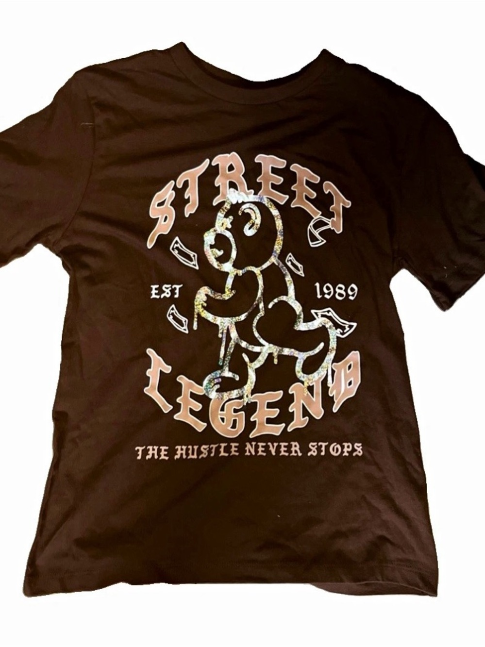Eighty Eight Black 'Street Legend' Graphic Tee with Shimmer Bear